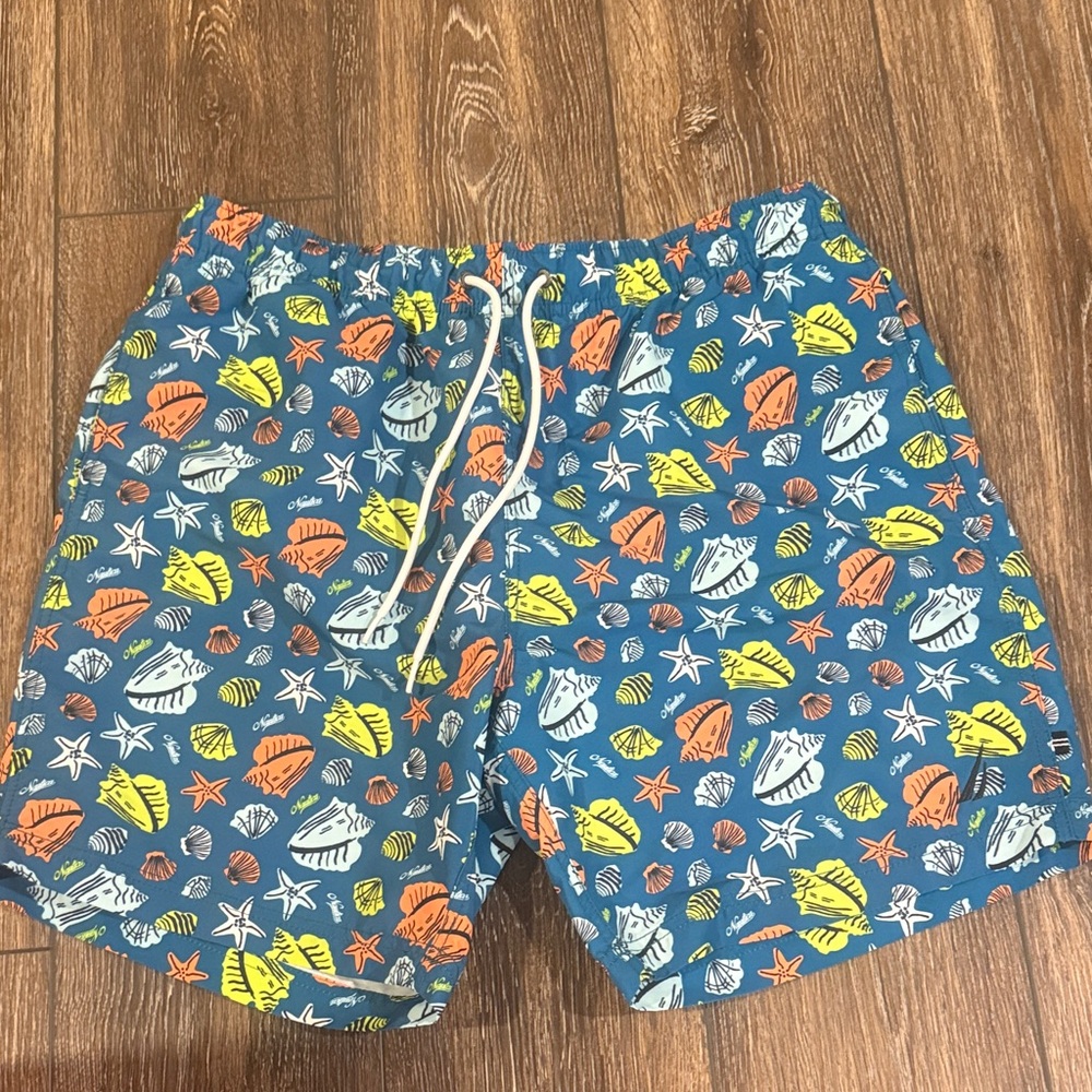 Colorful Seashell Pattern Swim Shorts Nautica Large
